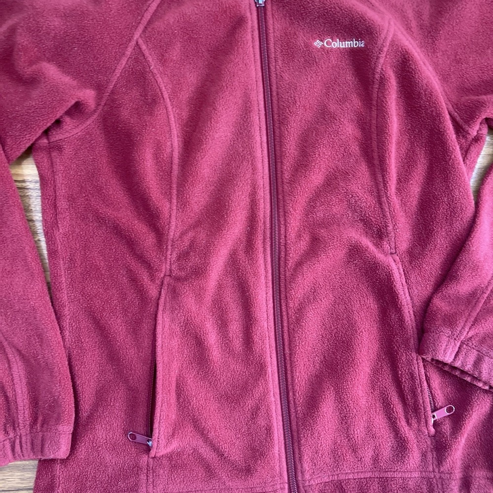Columbia Red Basic Jacket SMALL Polyester Fleece … - image 5